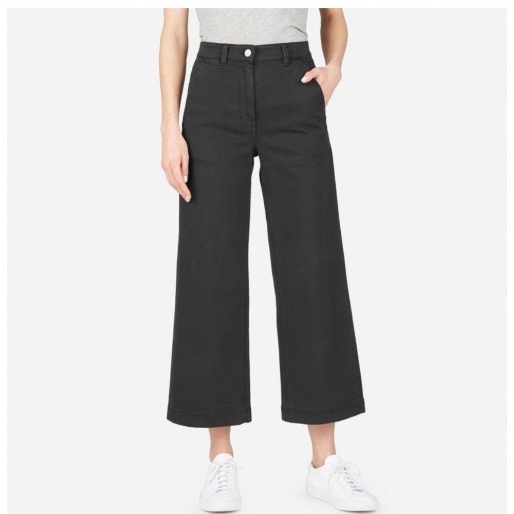 New Everlane Womans 16 Jeans Wide Leg Crop Black Jean Stretch